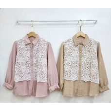 Savana Blouse - Kemeja Kombinasi Broklat 